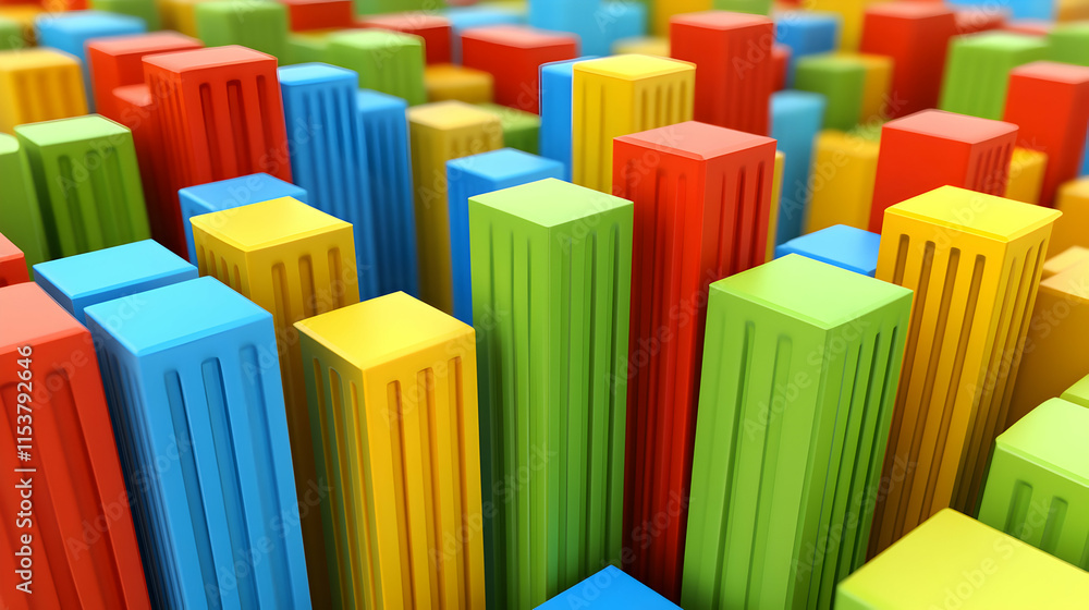 Aufkleber colorful abstract blocks, a vibrant array of geometric shapes representing growth and progress in va