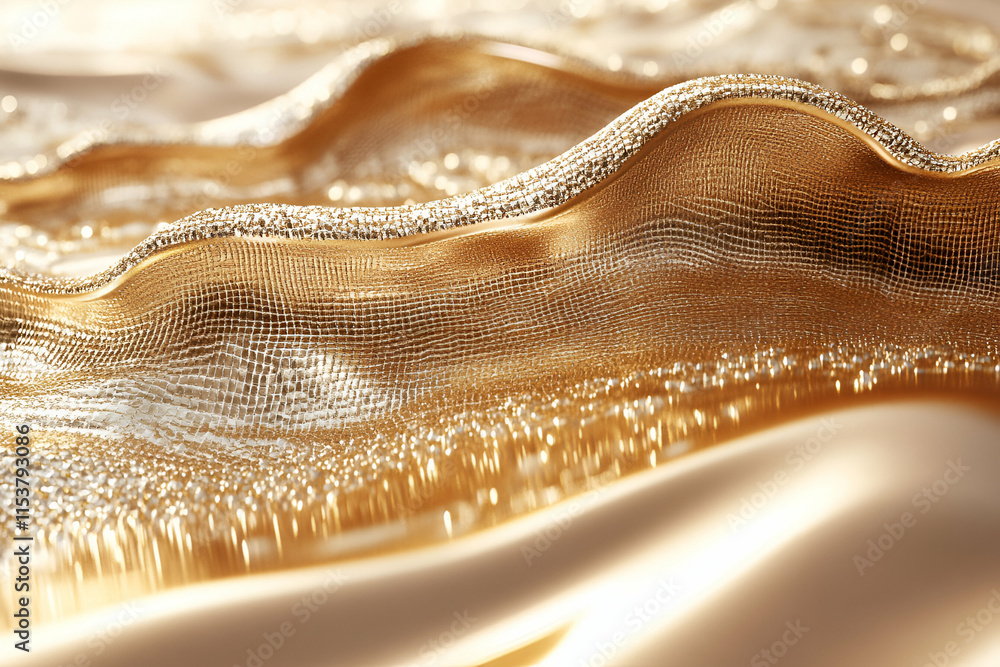 Poster golden abstract mesh background, luxurious, shimmering, undulating texture with a grid pattern, crea