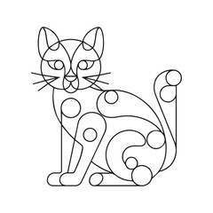 Cute cat coloring page for kids.