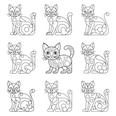 Naklejka premium Kids Coloring Pages, Cute Cat Coloring Pages,