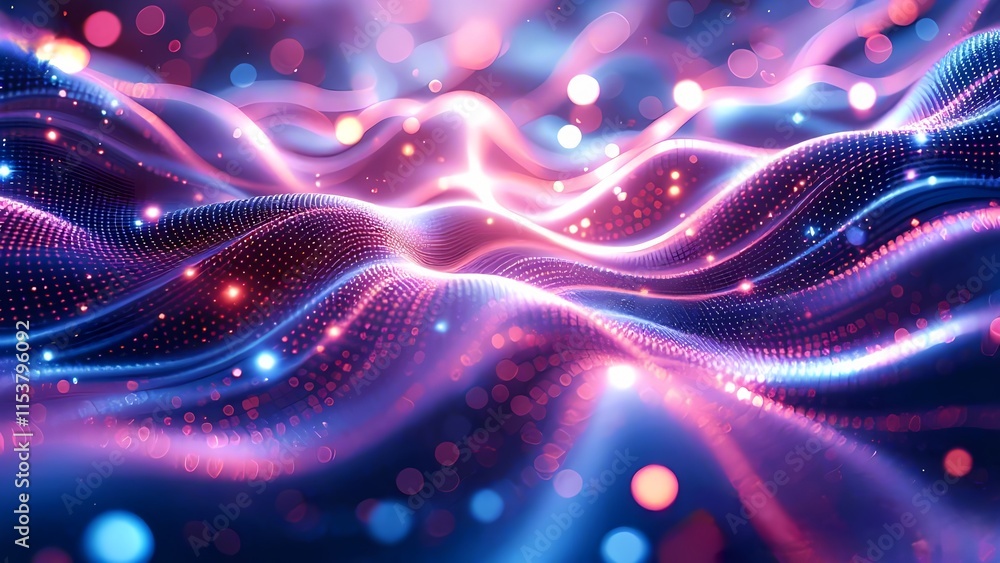 Aufkleber glowing abstract lines and fractal patterns in purple and blue