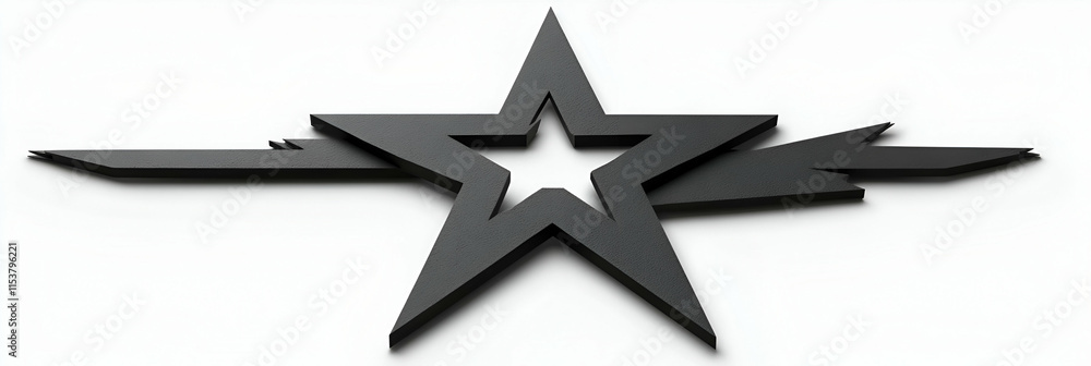 Aufkleber abstract star shattered design, geometric star formation pierced by sharp angular elements, creating