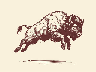 American Bison Hand Drawn Illustration Sketch Vector Isolated © Az to Design