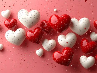 A Group of Red and White Hearts, A Timeless Expression of Love and Unity.