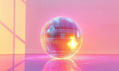 Futuristic technology sphere connecting innovations digital space 3d render vibrant environment close-up view concept of global connectivity