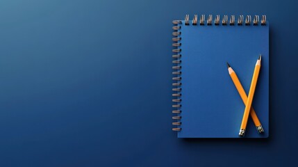 January desk calendar for 2025 year with pencil on blue background, Position with copy space.