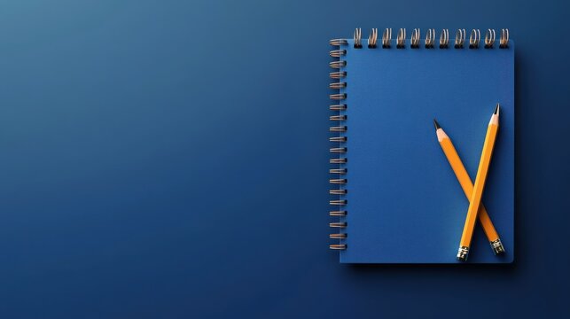 January desk calendar for 2025 year with pencil on blue background, Position with copy space.