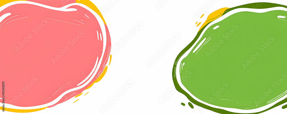 Poster abstract colorful shapes, pink and green organic forms create a vibrant, playful design element perf