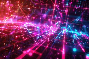 Fototapeta premium Abstract Digital Network with Glowing Lines and Dots