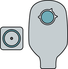 Close-Up Colostomy Bag for Ostomy Care on Skin. Medical Colostomy Bag and Ostomy Supplies Isolated.