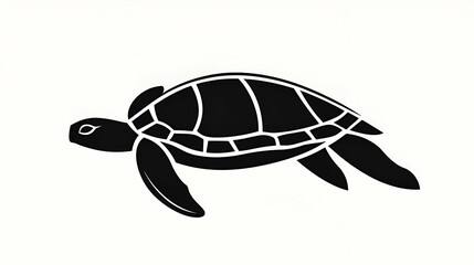 Sea Turtle Silhouette, Graceful Ocean Dweller Swimming Freely in the Deep Blue