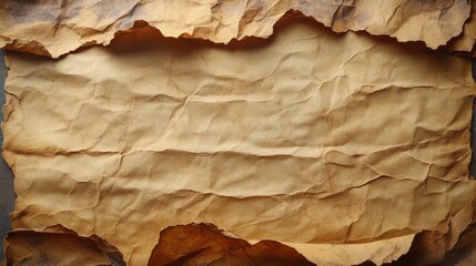 Aged, crumpled paper texture with burnt edges, ideal for background.