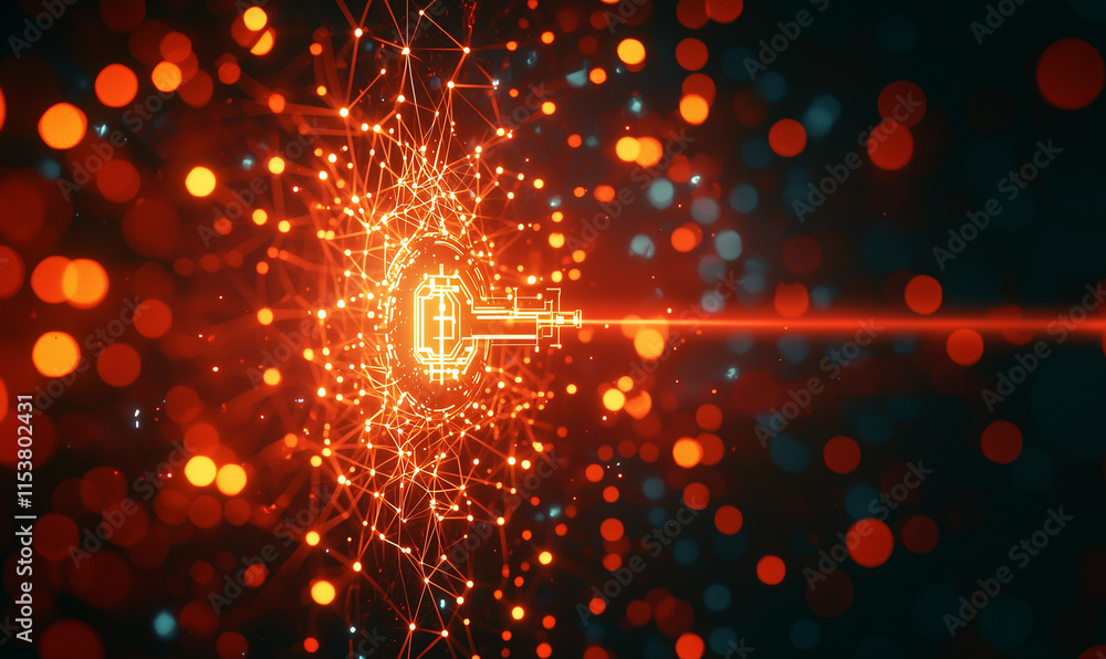 Aufkleber futuristic technology connection through digital key visualization virtual space infographic abstrac