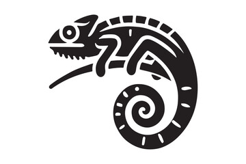 Elegant Silhouette of Chameleon with Curved Tail for Vector Art
