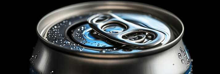 Aluminum Can Top, Close-up of Refreshing Drink, Condensation, Pull Tab