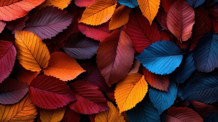 Fototapeta premium A vibrant display of colorful autumn leaves in various shades.