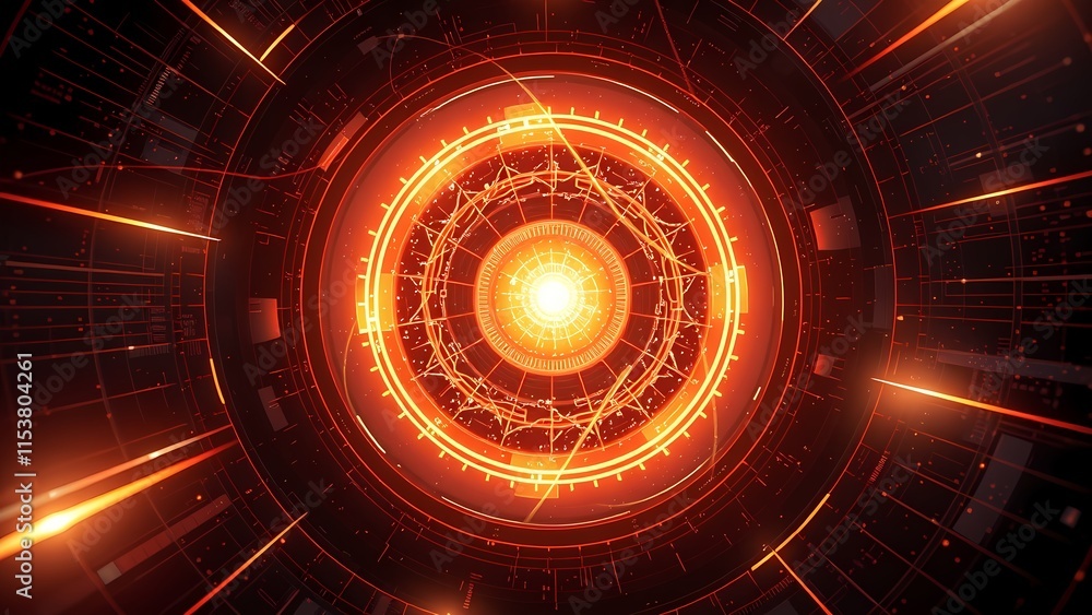 Poster fractal burst energy design with geometric symmetry and light patterns