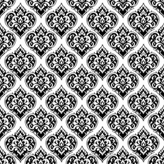 Black and white seamless pattern Thai art style