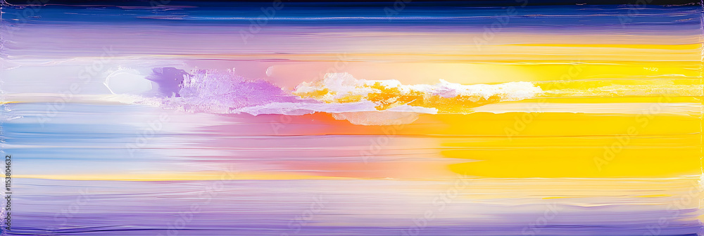 Wall mural Abstract Sunset, Hues of Yellow and Purple paint create a vibrant, serene landscape.