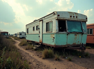 Fototapeta premium trailer park - dilapidated poverty new image 