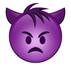 Angry face with horns Large size of yellow emoji smile with hair