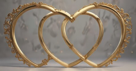 Elegant interlocking heart frames with gold accents ,  frame,  decoration