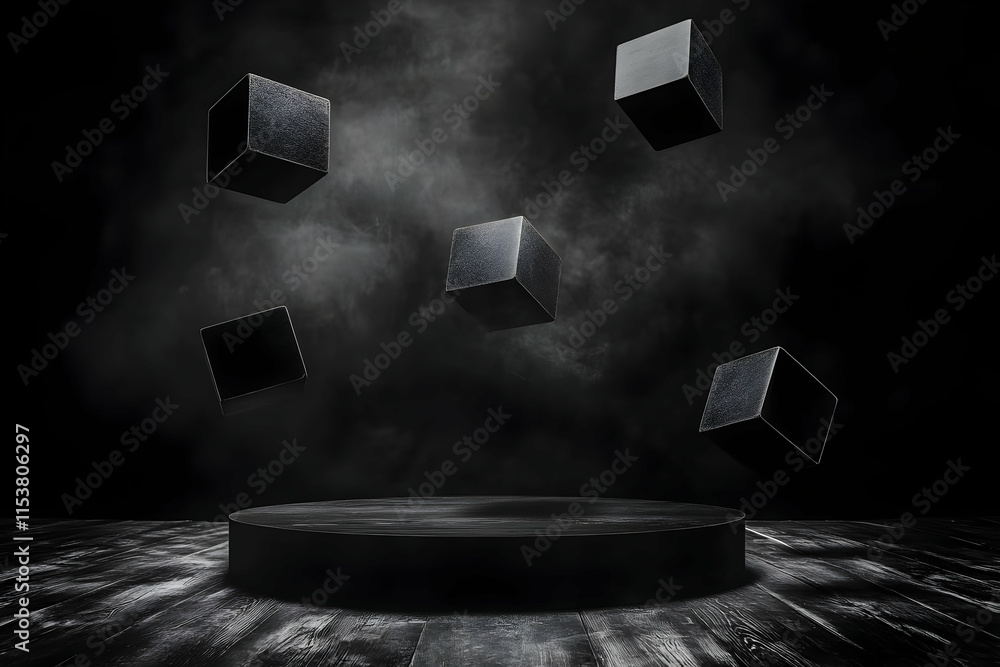 Poster dark abstract 3d background with cubes