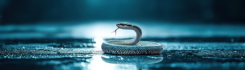 Naklejka premium A striking close-up of a snake, showcasing its intricate patterns.