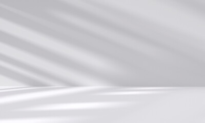 abstract white studio room with light and shadow from window background for product display...