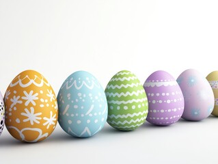 Fototapeta premium Colorful and Vibrant Easter Eggs That Are Decorated with Beautiful and Intricate Patterns Set Against a Bright and Cheerful Background, Evoking the Joyful Spirit of Celebration, Fun, and Togetherness