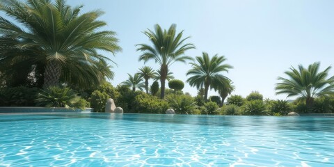 Fototapeta premium Sparkling azure pool water, crystal clear and inviting, pristine, hygiene, serene