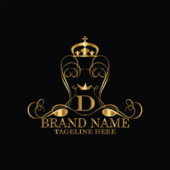 creative  initial  latter d logo design with modern business vector template.  creative isolated d monogram logo design with new latter logo golden color and black background . design of elements 