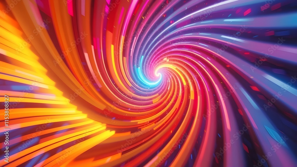 Poster a vibrant swirl of colorful light creates an abstract design with a spiral pattern