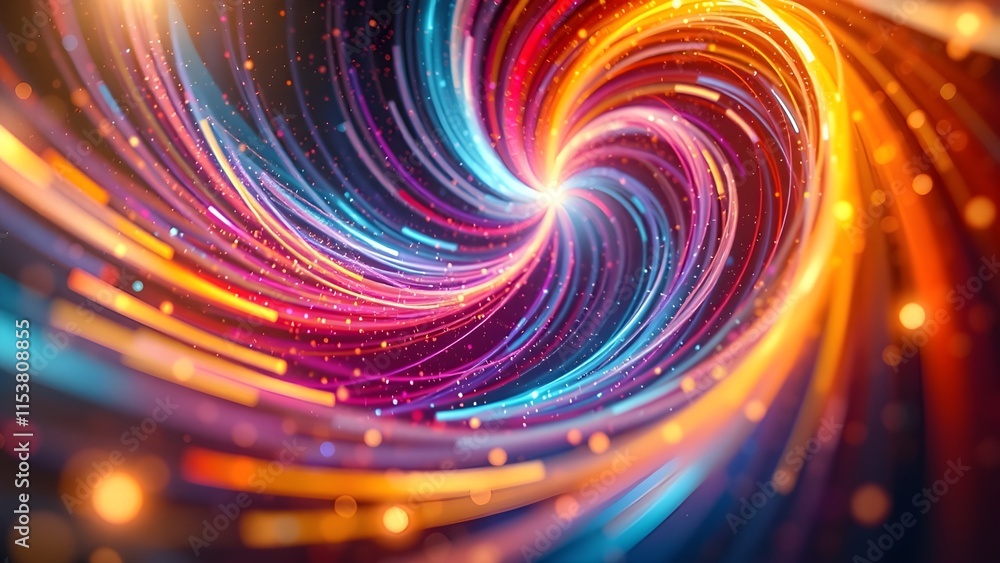 Poster colorful abstract spiral design with circles and dynamic motion