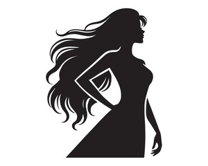 Black Color Standing woman 15.eps