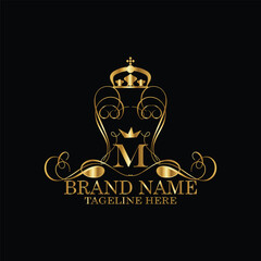 creative  initial  latter m logo design with modern business vector template.  creative isolated m monogram logo design with new latter logo golden color and black background . design of elements 