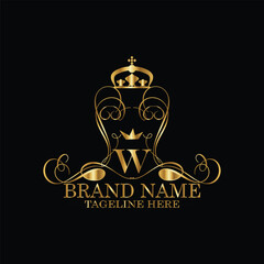 creative  initial  latter w logo design with modern business vector template.  creative isolated w monogram logo design with new latter logo golden color and black background . design of elements 