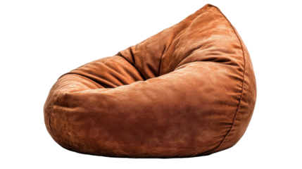 Cozy leather bean bag for relaxing moments. transparent background