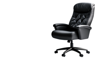 Elegant black office chair with ergonomic design. transparent background