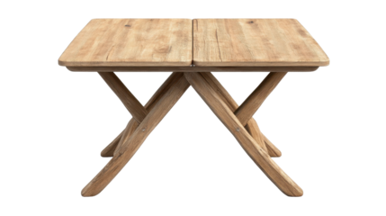 Wooden table for outdoor dining and leisure activities. transparent background