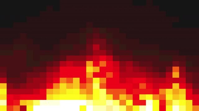 Pixel art fire. Computer generated
