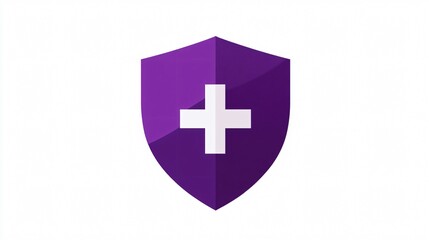 Minimalist Purple Shield with Plus Sign for Design Projects