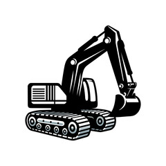 Excavator logo vector illustration template. Simple icon black and white in circle
