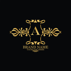 creative  initial  latter a logo design with modern business vector template.  creative isolated a monogram logo design with new latter logo golden color and black background . design of elements 