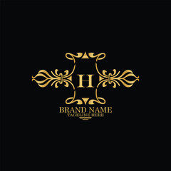 creative  initial  latter h logo design with modern business vector template.  creative isolated h monogram logo design with new latter logo golden color and black background . design of elements 
