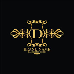 creative  initial  latter d logo design with modern business vector template.  creative isolated d monogram logo design with new latter logo golden color and black background . design of elements 