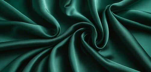 Obraz premium Luxurious Emerald Green Satin Fabric Drape