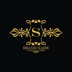 creative  initial  latter s logo design with modern business vector template.  creative isolated s monogram logo design with new latter logo golden color and black background . design of elements 