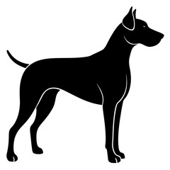 Black dog silhouette vector isolated on white background.