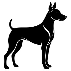 Black dog silhouette vector isolated on white background.